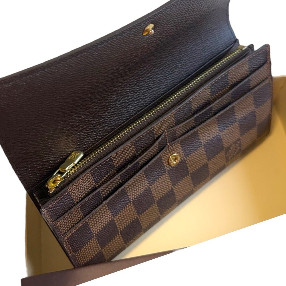 Authentic Louis Vuitton Damier Porte‎ Feuille Sarah Long Bifold Wallet Brown - Picture 4 of 8